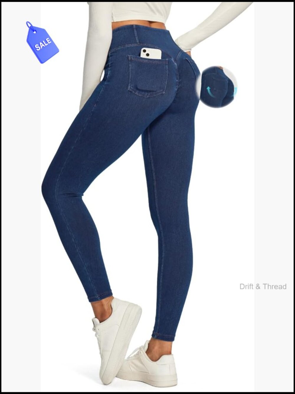 High Waisted Butt Lifting Skinny Jeggings Women Stretchy Tummy Control W Pockets
